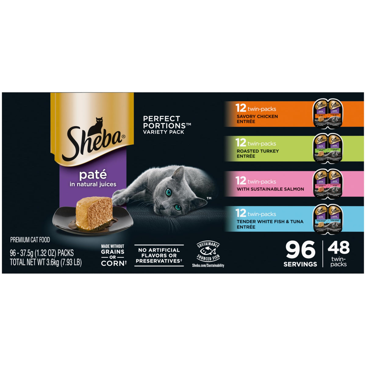 Sheba Perfect Portions Pate Wet Cat Food, Multipack, 2.6 oz, 36 ct