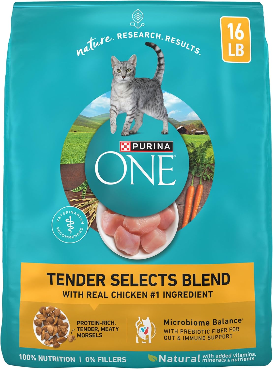 Purina ONE Tender Selects Dry Cat Food, Chicken, 16 lb Bag