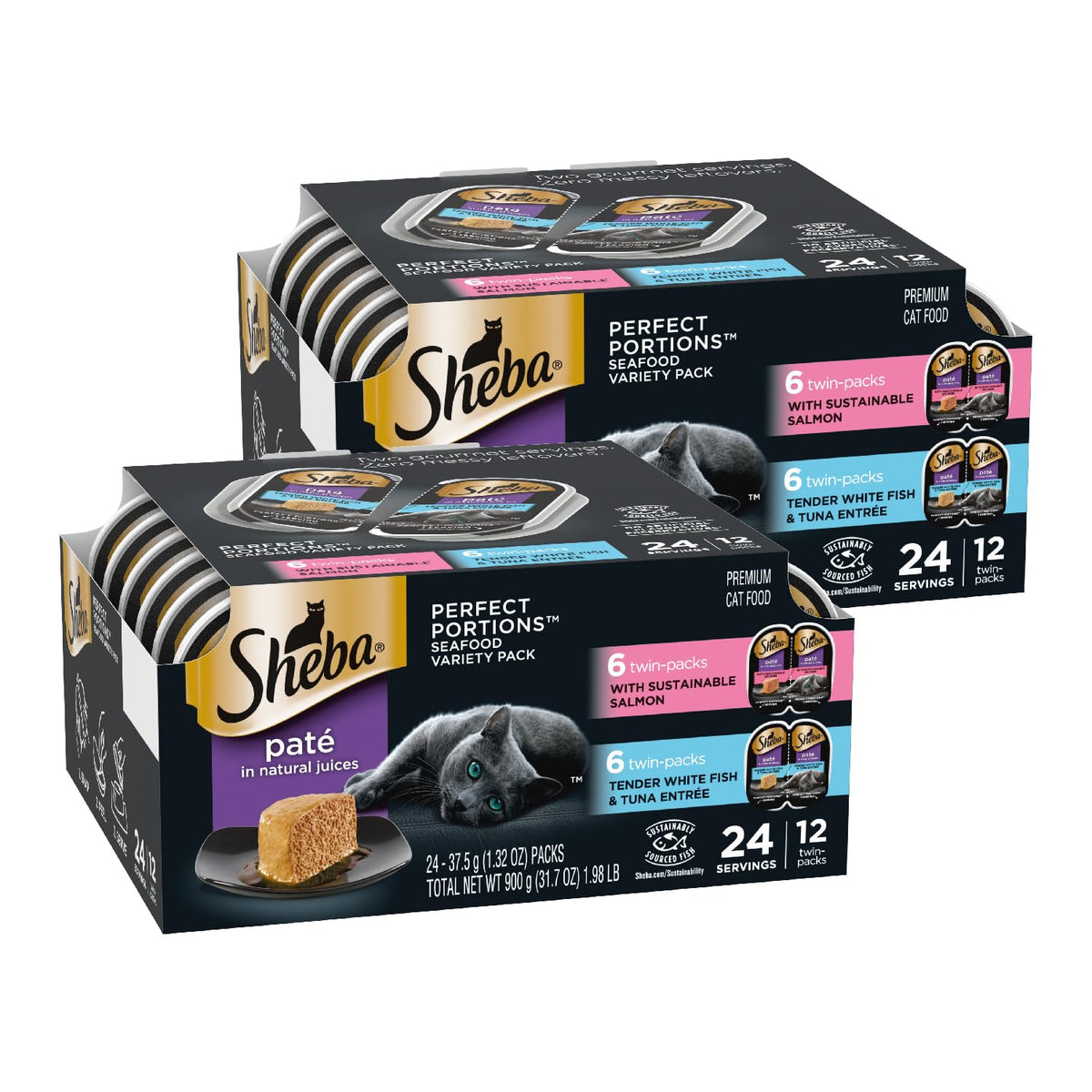 Sheba Perfect Portions Pate Wet Cat Food, Multipack, 2.6 oz, 36 ct