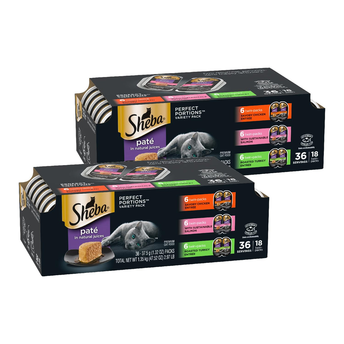 Sheba Perfect Portions Pate Wet Cat Food, Multipack, 2.6 oz, 36 ct