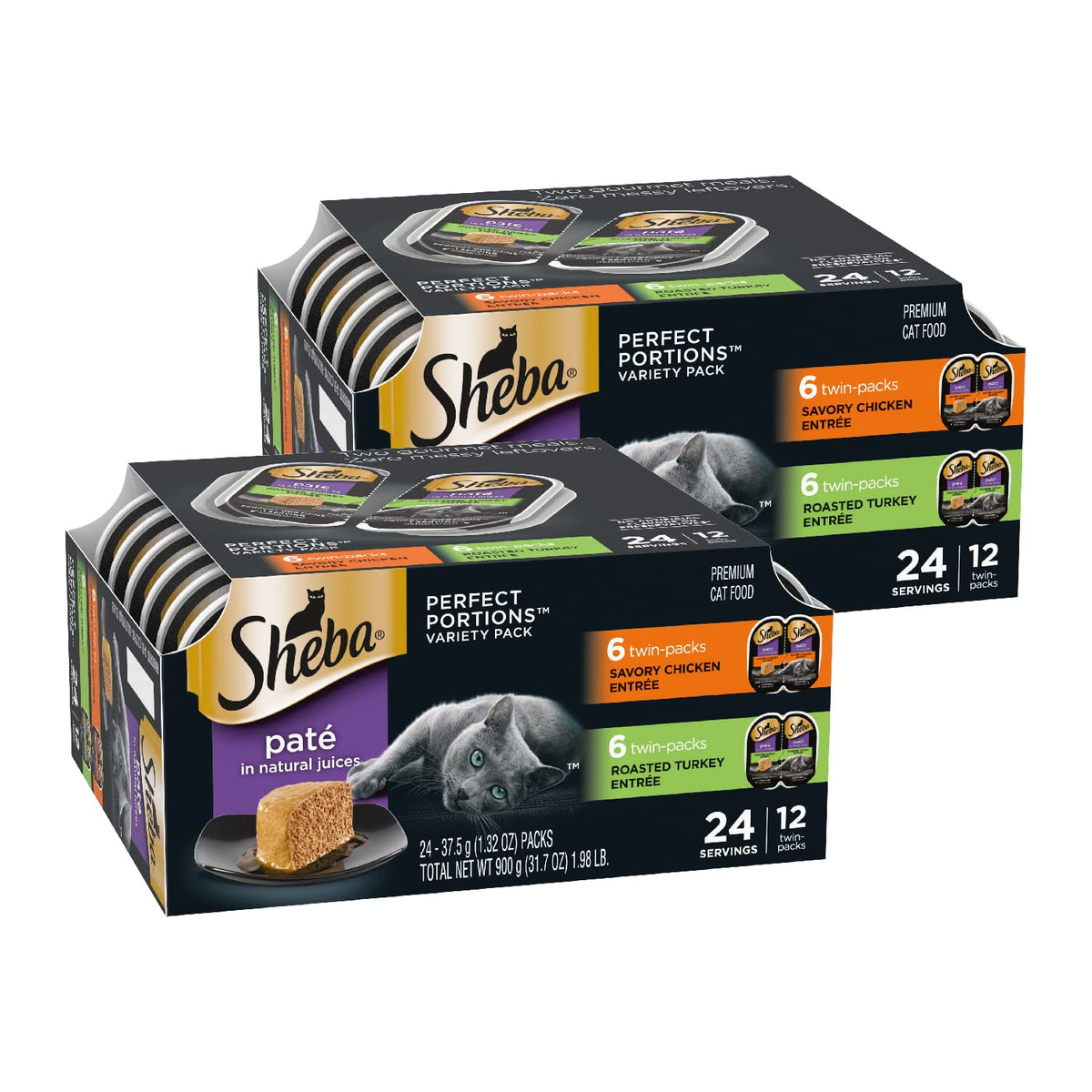 Sheba Perfect Portions Pate Wet Cat Food, Multipack, 2.6 oz, 36 ct