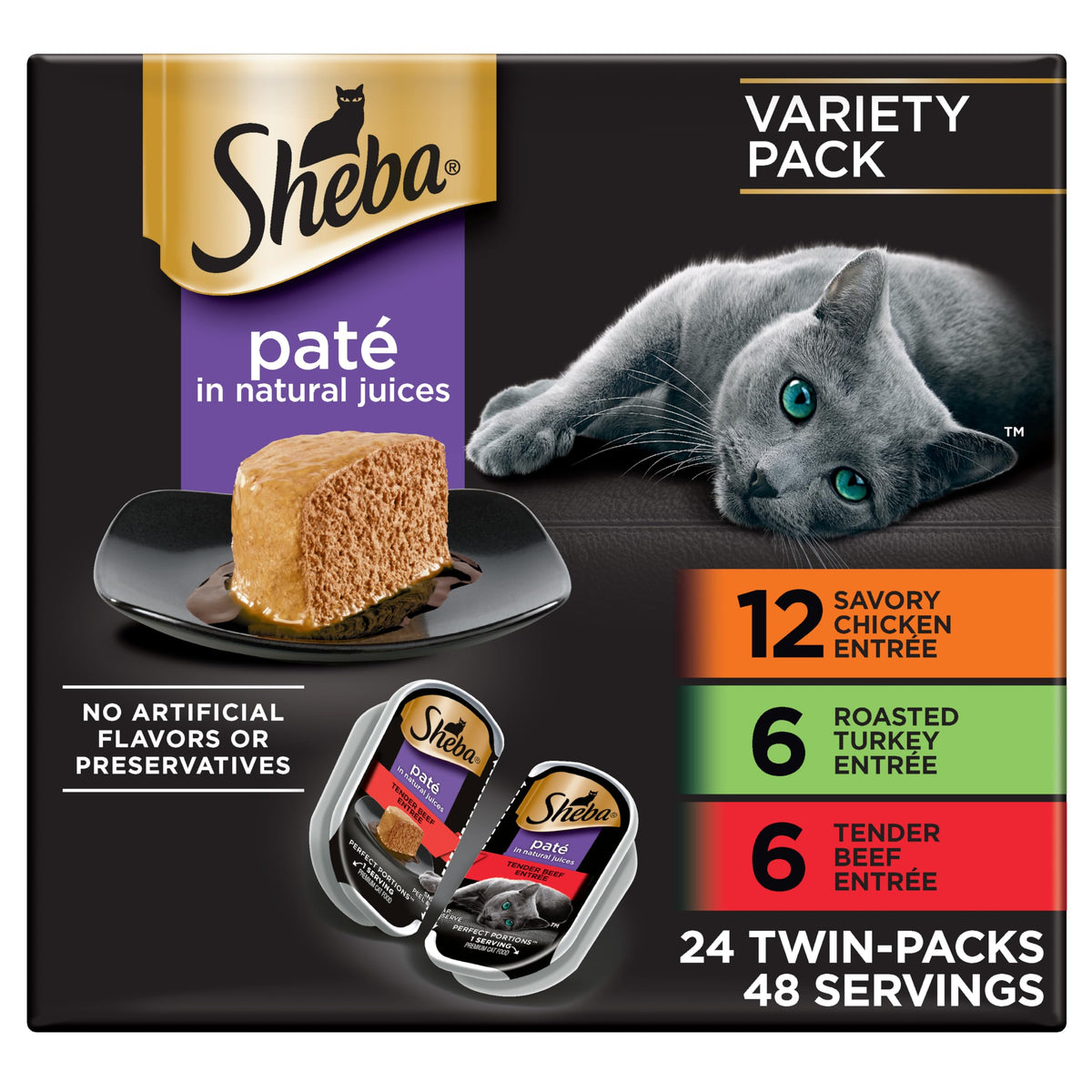 Sheba Perfect Portions Pate Wet Cat Food, Multipack, 2.6 oz, 36 ct