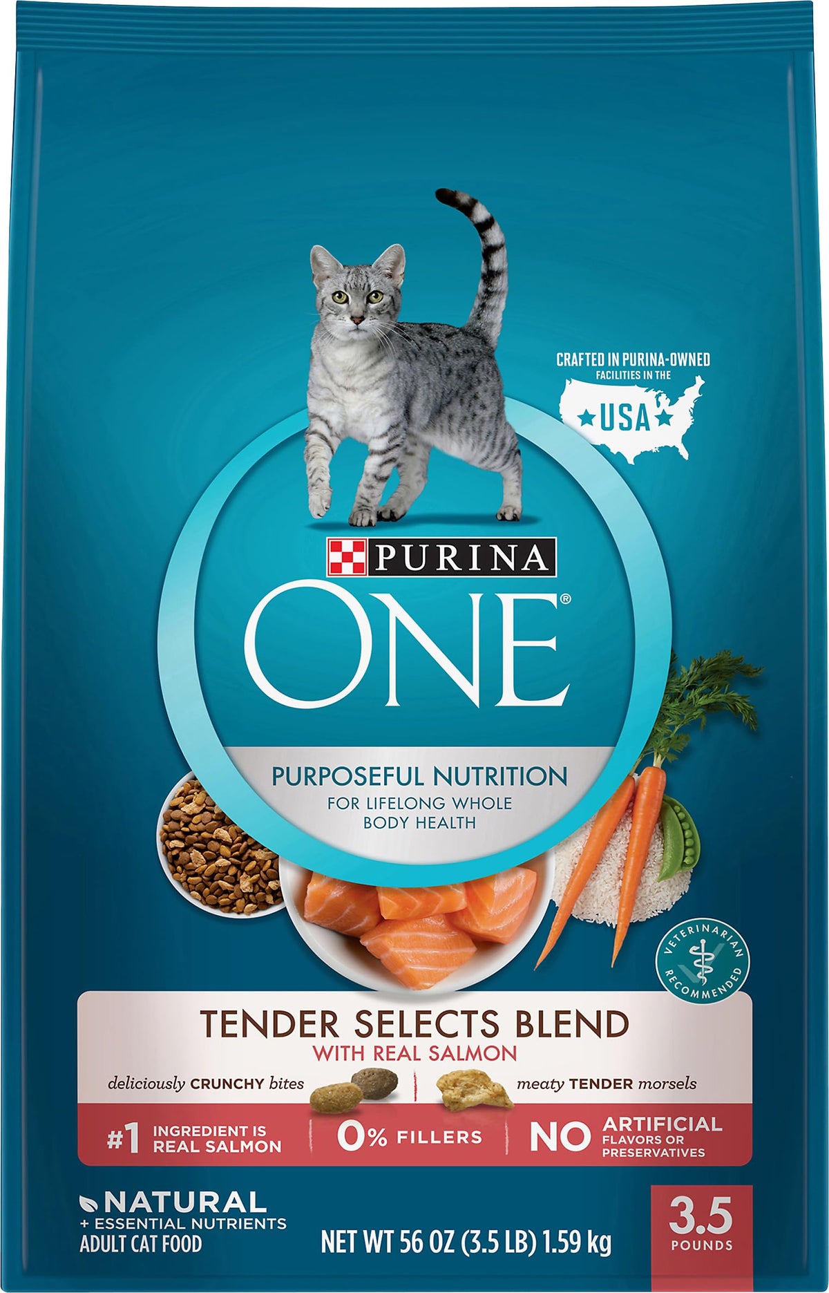Purina ONE Tender Selects Dry Cat Food, Chicken, 16 lb Bag