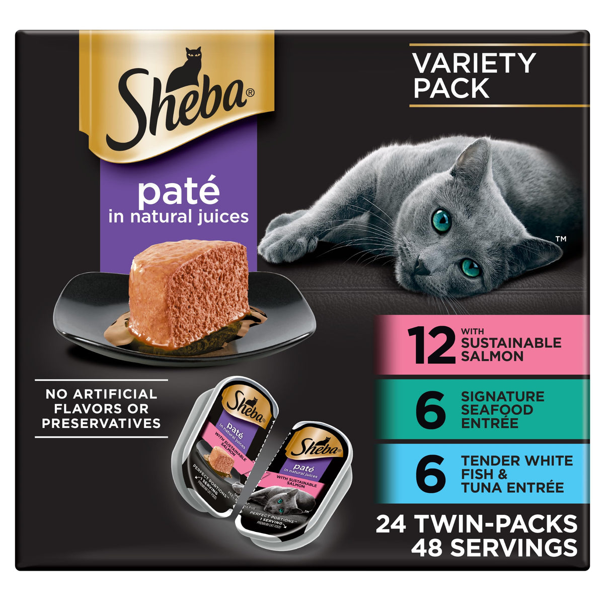 Sheba Perfect Portions Pate Wet Cat Food, Multipack, 2.6 oz, 36 ct