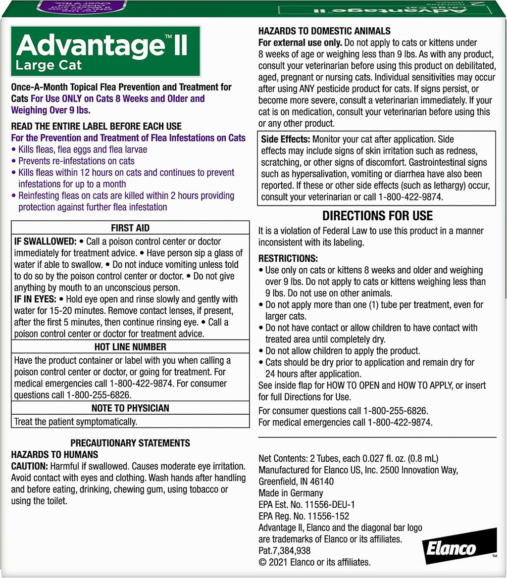 Advantage II Large Cat Topical Flea Treatment & Prevention, 2ct