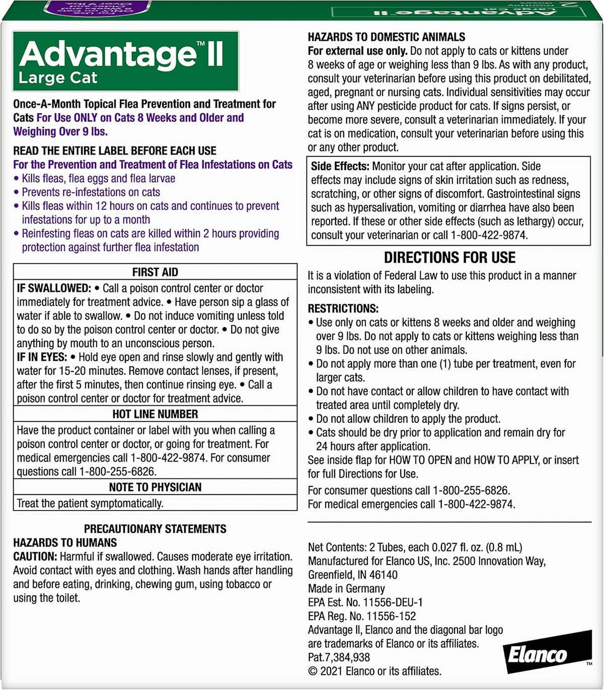 Advantage II Large Cat Topical Flea Treatment & Prevention, 2ct