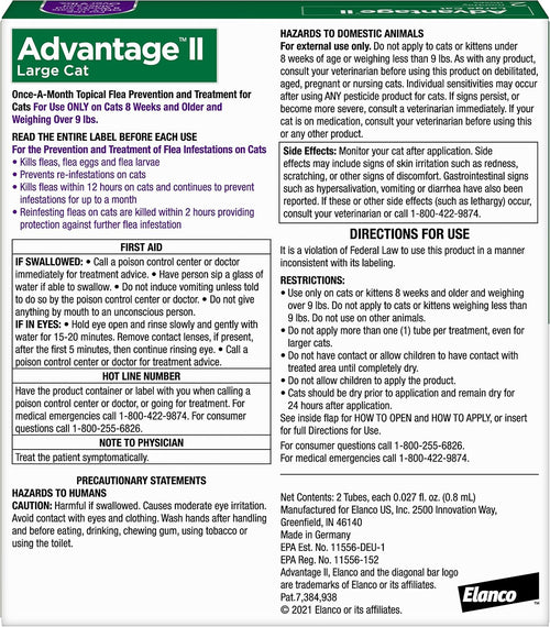 Advantage II Large Cat Topical Flea Treatment & Prevention, 2ct